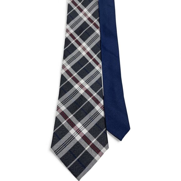 Tommy Hilfiger Silk Tie Plaid Black Red Gray Vintage 90's No Import Duty Fees - Picture 1 of 6